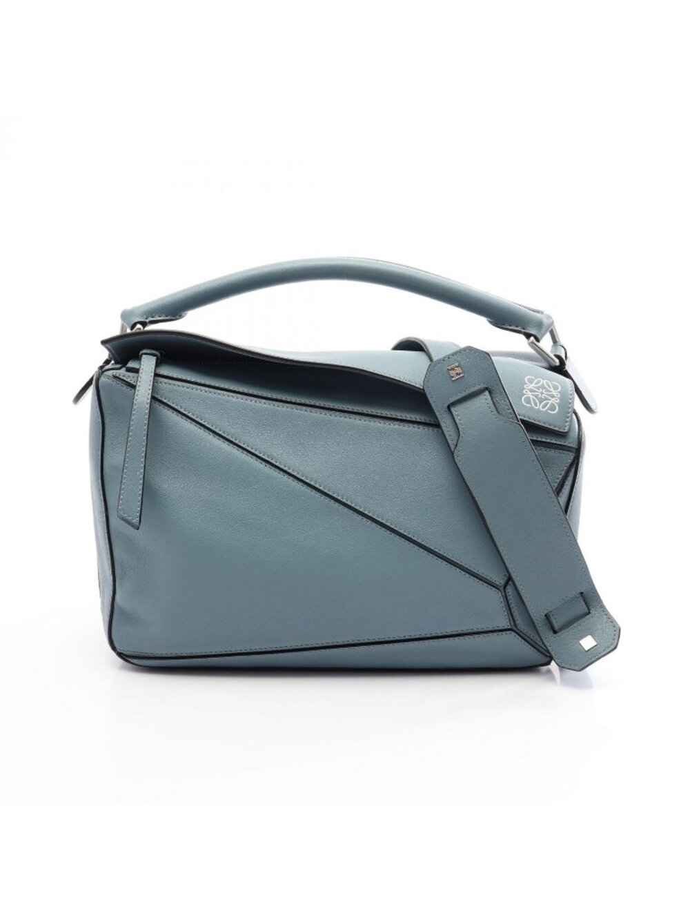 Loewe Handbag Puzzle Bag Medium 2-Way Light Blue Leather